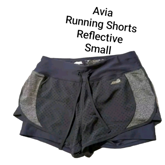 Avia Women Running Shorts Size S Reflective Gray/Dark Gray Double Layer MW NWOT - Picture 1 of 10